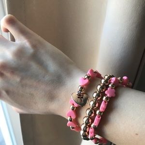 Pink & gold religious catholic bracelet stack